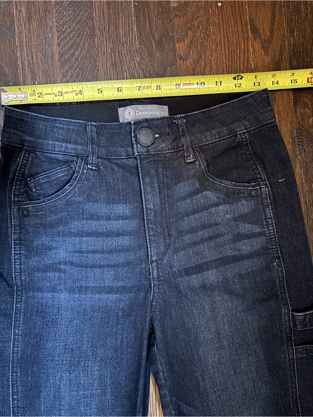 Democracy AB Tech Women’s Dark Blue Utility Jeans Sz 2 Crop Raw Hem - Picture 6 of 8